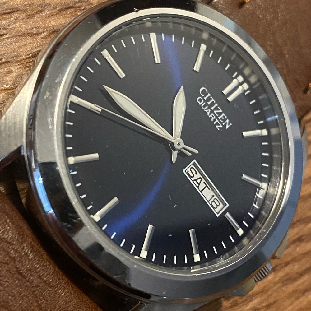 Citizen Black Dial Watch with Brown Leather Strap - Picture 2 of 3